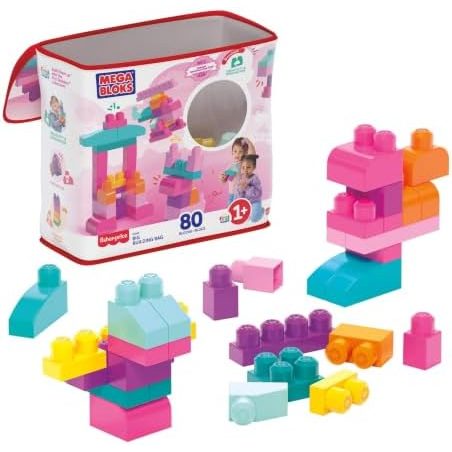 MEGA BLOKS Big Building Bag, 80 Blocks (Pink)
